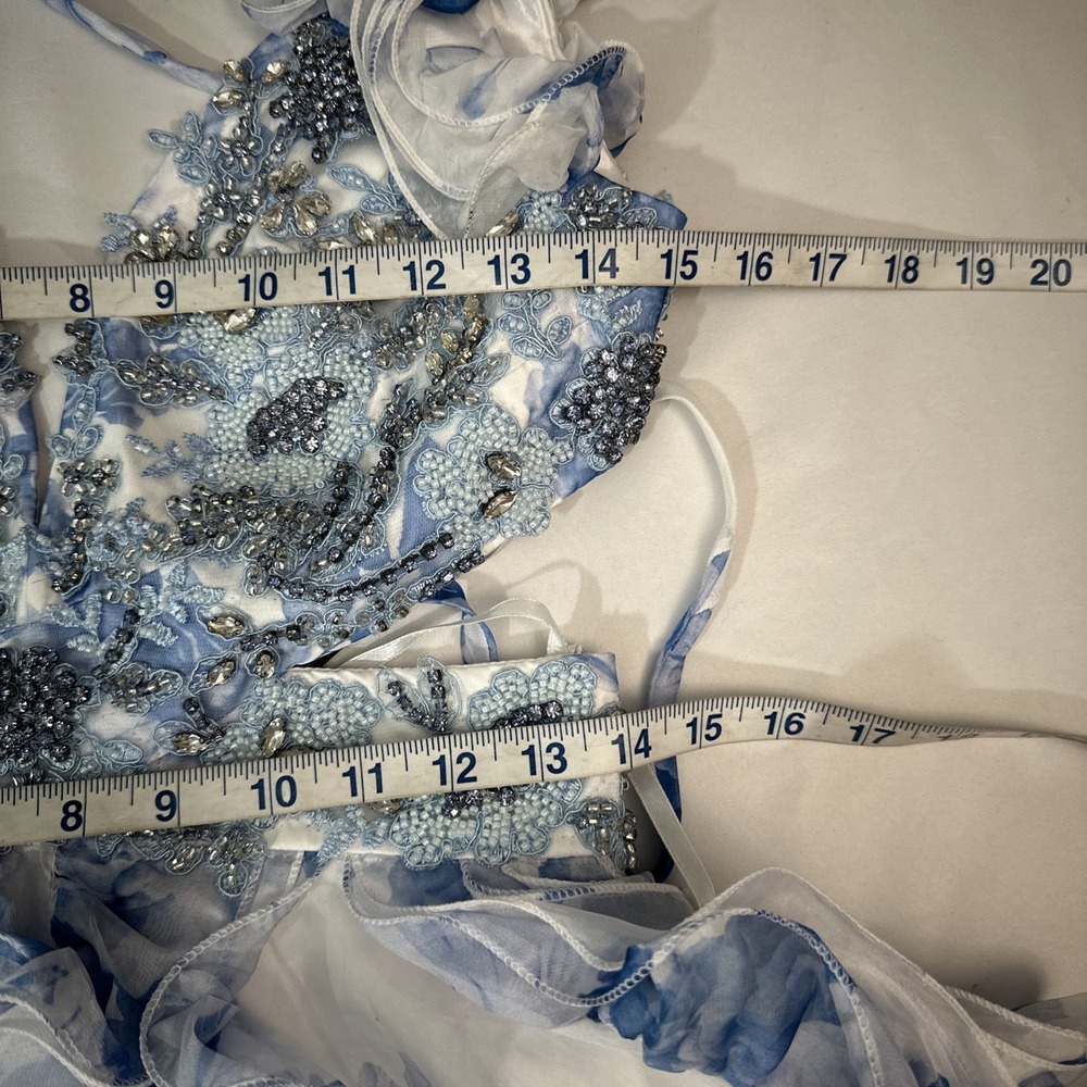 NWT Mac Duggal [ 6 ] 2220 Ruffle Tiered Cap Sleeve Cut Out‎ Open Back Gown J1597 - Picture 11 of 15